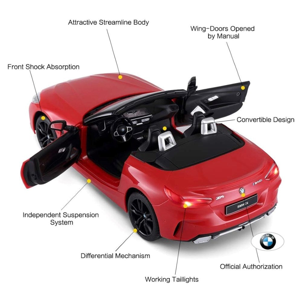 Rastar 1:14 BMW Z4 Roadster Uzaktan Kumandalı Araba | 2.4 Ghz 31 Cm Işıklı Kırmızı 6 Yaş ve Üzeri Çocuklar İçin