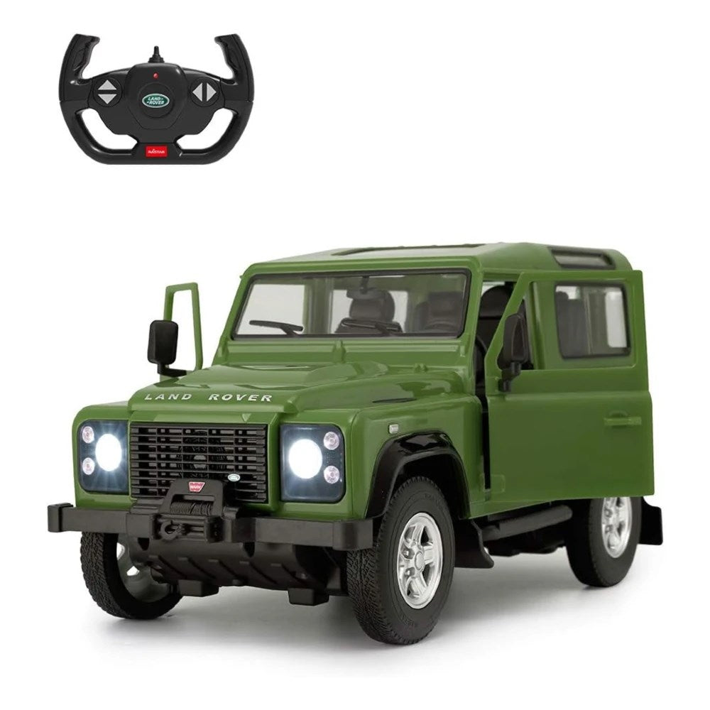 Rastar 1:14 RC Land Rover Defender Uzaktan Kumandalı Araba | 2.4 Ghz 29 Cm Işıklı Yeşil Elle Açılan Kapılar 6+ Yaş ve Üzeri Çocuklar İçin