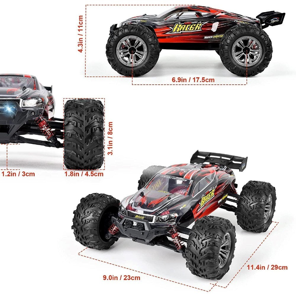 Xinlehong 1:16 RC Brushless 36 km/s 2.4Ghz 4WD USB Şarj Kırmızı Yüksek Hızlı Uzaktan Kumandalı Araba | Su Geçirmez Gövde 60 Metre Kumanda Mesafesi