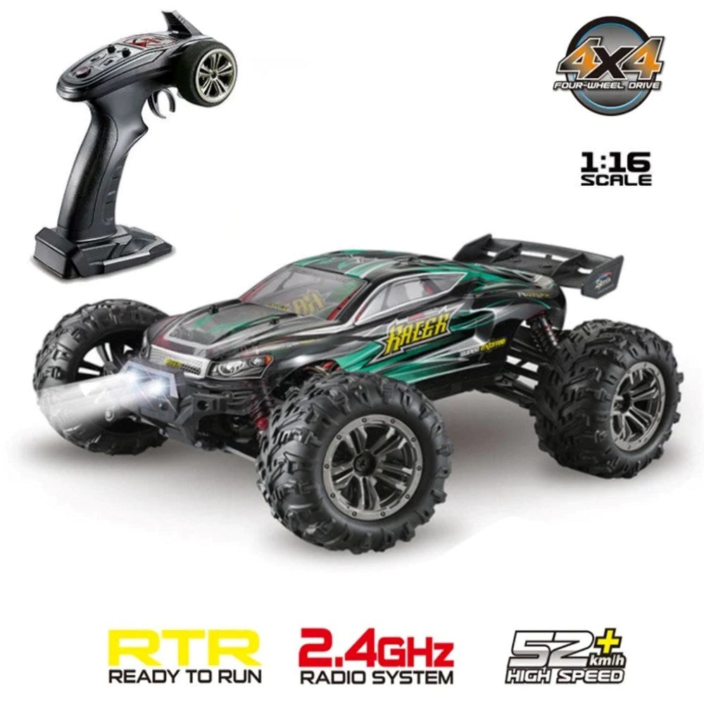 Xinlehong 1:16 RC Brushless 52 km/s 2.4Ghz 4WD USB Şarj Yeşil Yüksek Hızlı Uzaktan Kumandalı Araba | Su Geçirmez Gövde 60 Metre Kumanda Mesafesi