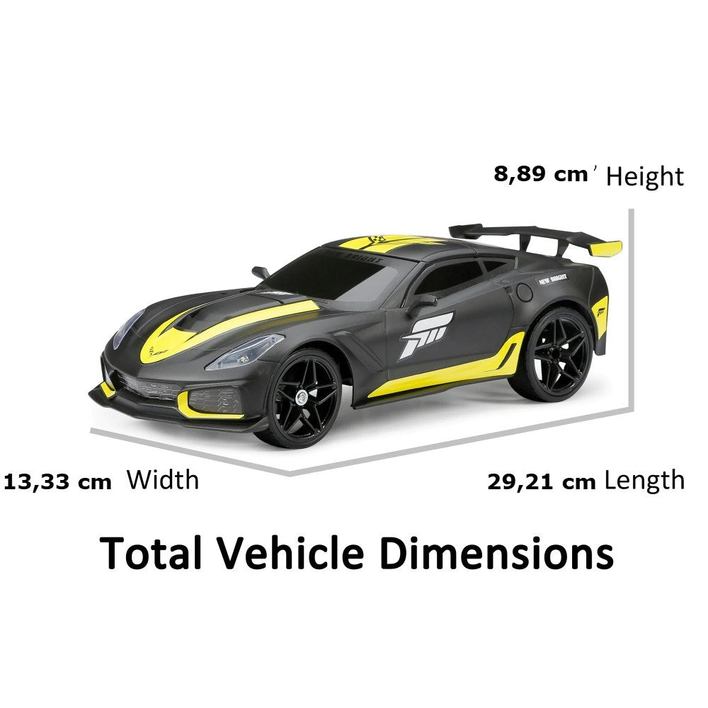 New Bright 1:16 Forza Motorsport Corvette ZR1 Siyah Uzaktan Kumandalı Araba 2.4 Ghz. Işıklı USB Şarj | 6 Yaş ve Üzeri Çocuklar İçin