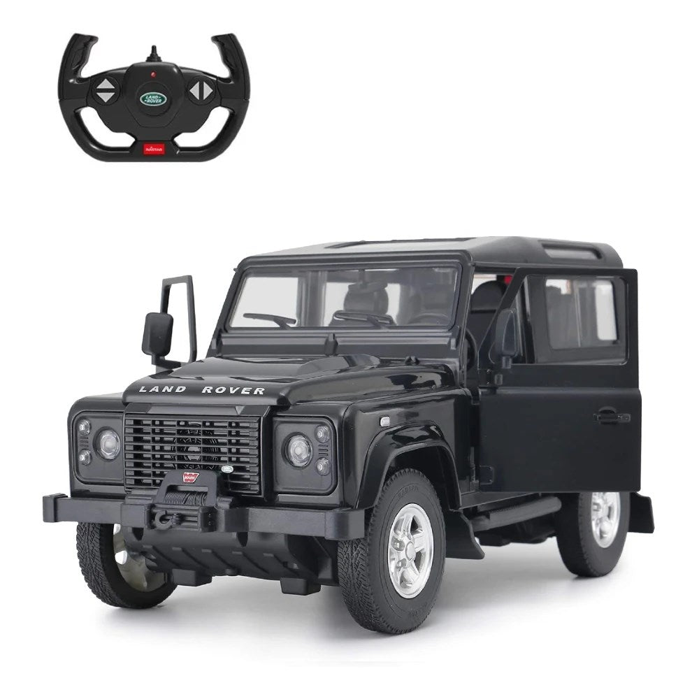 Rastar 1:14 RC Land Rover Defender Uzaktan Kumandalı Araba | 2.4 Ghz 29 Cm Işıklı Siyah Elle Açılan Kapılar 6+ Yaş ve Üzeri Çocuklar İçin