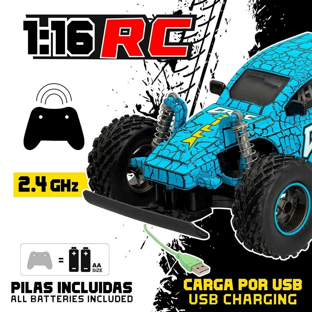 New Bright 1:16 Rc Uzaktan Kumandalı Monster Craczilla 2.4 Ghz. Usb Şarj 34 Cm Mavi
