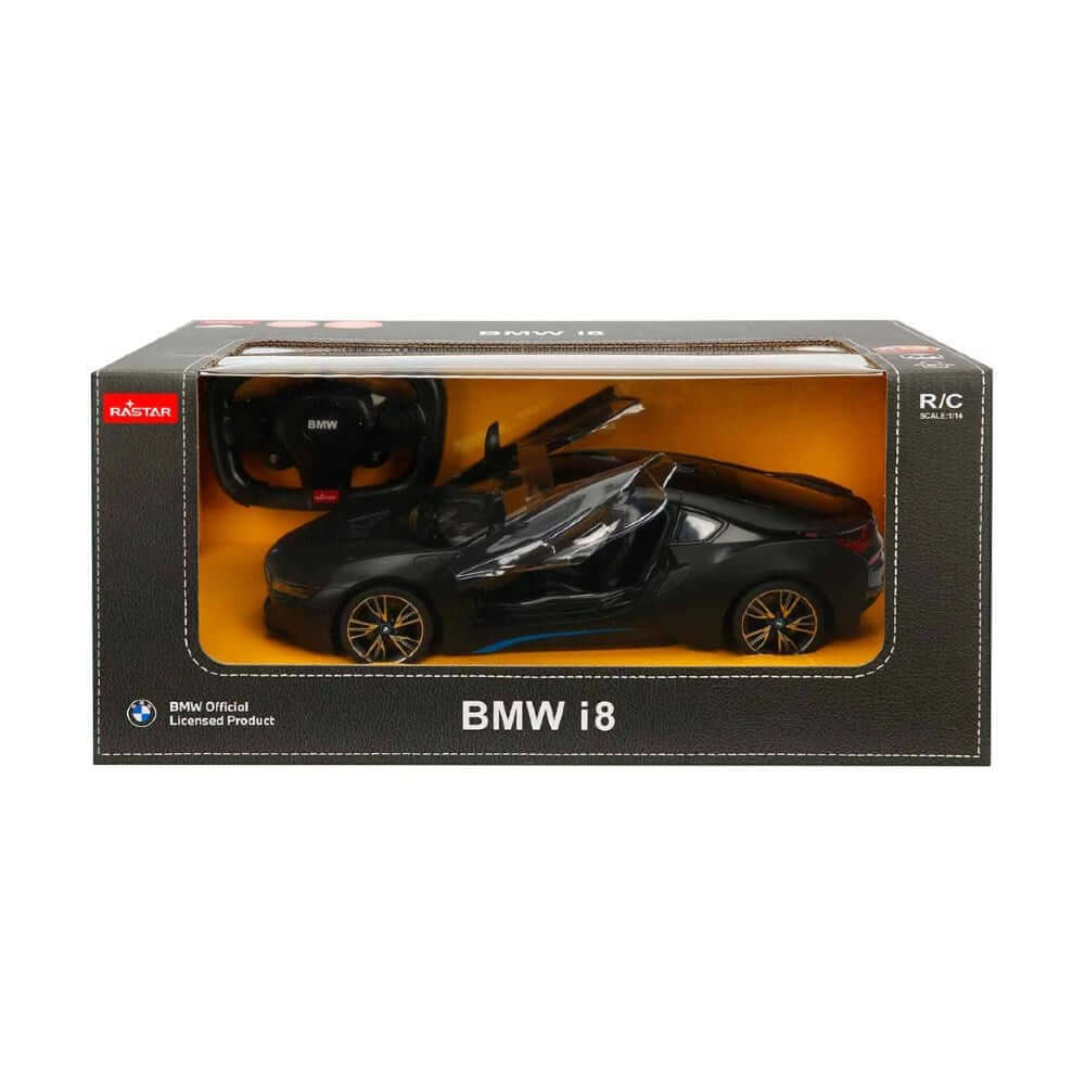 Rastar 1:14 RC BMW i8 Uzaktan Kumandalı Araba | 2.4 Ghz, USB Şarj, Siyah, Lisanslı Model, Otomatik Açılır Kapılı, 6 Yaş+