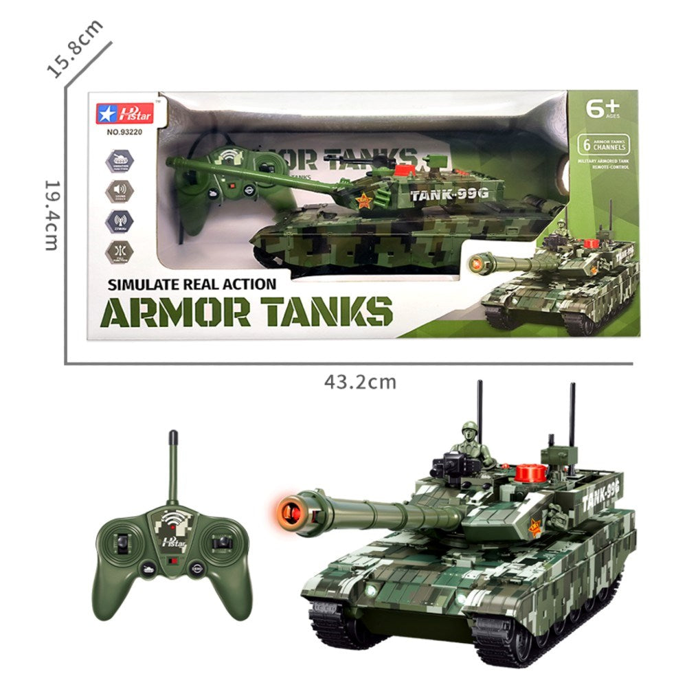 Hstar 1:16 RC Battle Armored Uzaktan Kumandalı Tank | 27 Mhz 6 Chanel USB Şarj 35 Cm Sesli ve Işıklı 6+ Yaş ve Üzeri Çocuklar İçin
