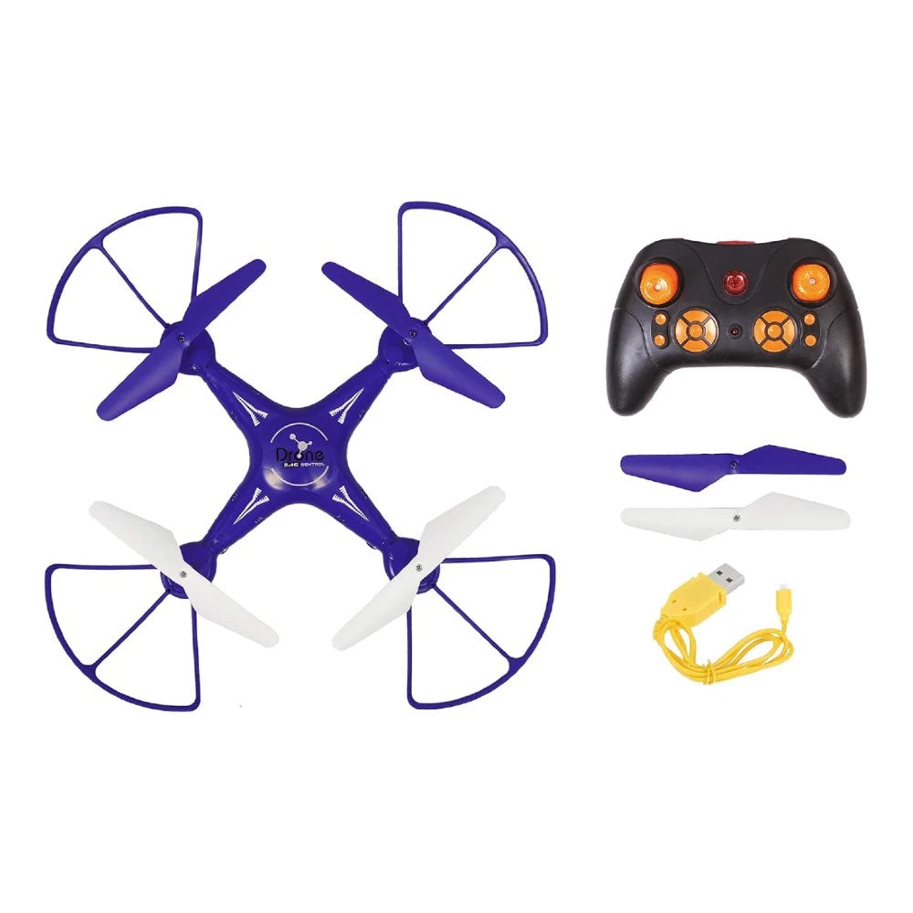 H010 RC Quadcopter Uzaktan Kumandalı Drone 2.4 Ghz 32 Cm USB Şarj 360° Takla Pervane Korumalı Tek Tuşla Geri Çağarma Mavi