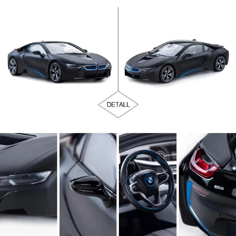 Rastar 1:14 RC BMW i8 Uzaktan Kumandalı Araba | 2.4 Ghz USB Şarj Siyah 30 Cm Lisanslı Model Işıklı Otomatik Açılır Kapı 6+ Yaş ve Üzeri Çocuklar İçin