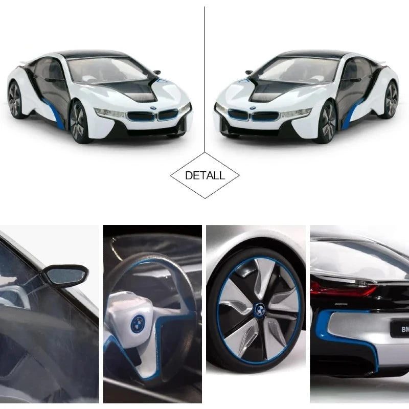 Rastar 1:14 RC BMW i8 Uzaktan Kumandalı Araba | 2.4 Ghz USB Şarj Beyaz 30 Cm Lisanslı Model Işıklı Otomatik Açılır Kapı 6+ Yaş ve Üzeri Çocuklar İçin