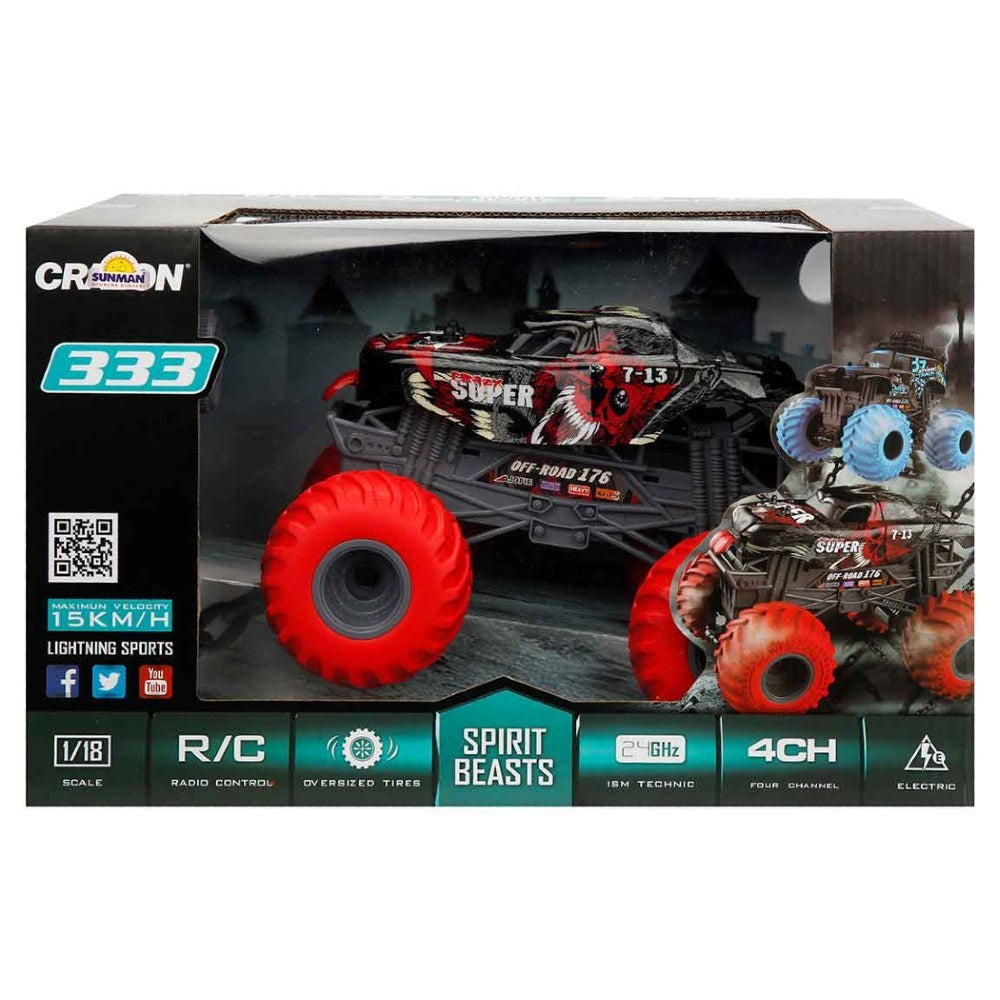 Crazon 1:18 RC Dev Tekerlekli Spirit Beasts Uzaktan Kumandalı Araba | 2.4 Ghz 25 Cm USB Şarj 15 Km/s Crazy Super 4+ Yaş ve Üzeri Çocuklar İçin Kumoyu'da