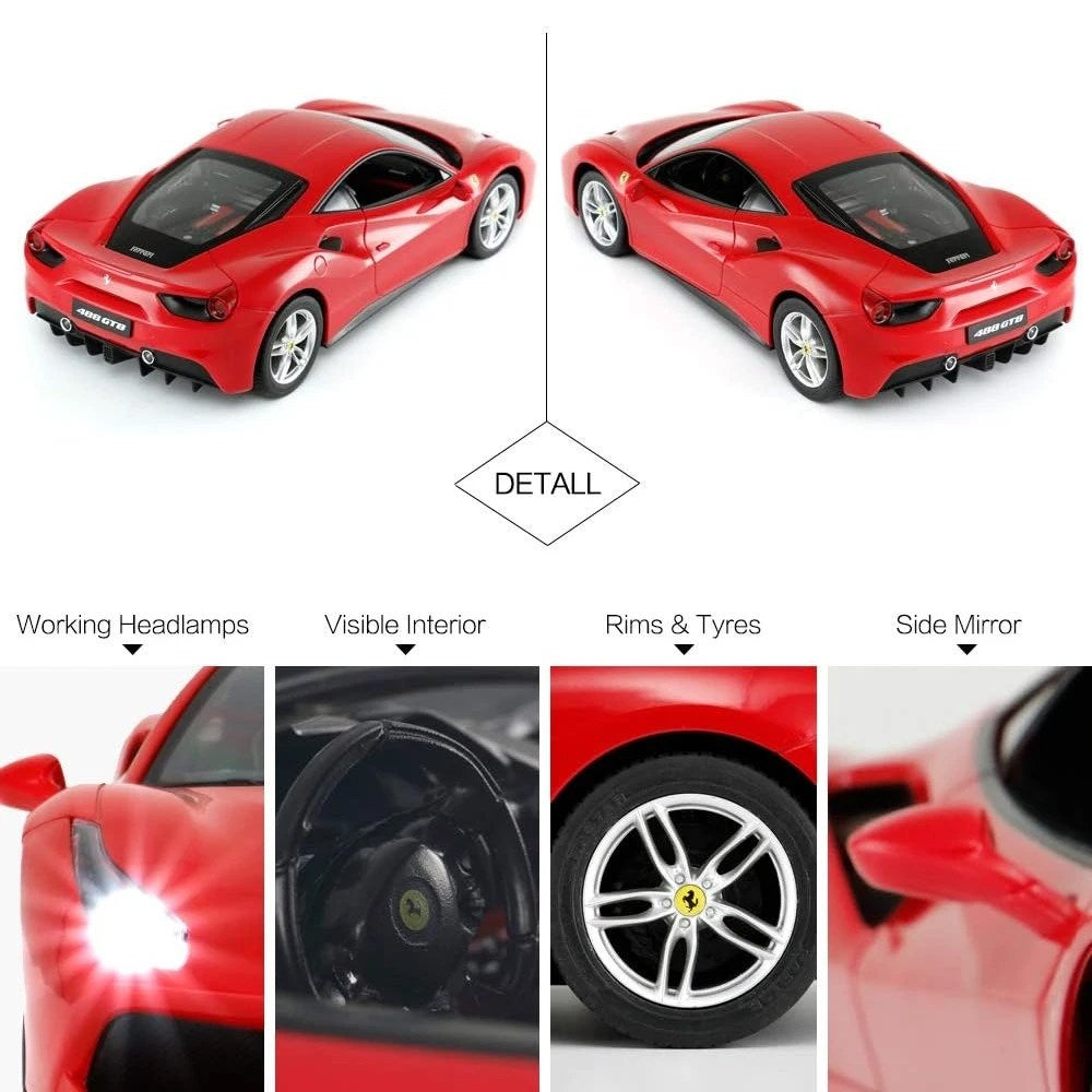 Rastar 1:14 Ferrari 488 GTB Uzaktan Kumandalı Araba Kırmızı 2.4 Ghz Işıklı 30 Cm | 6 Yaş ve Üzeri Ço