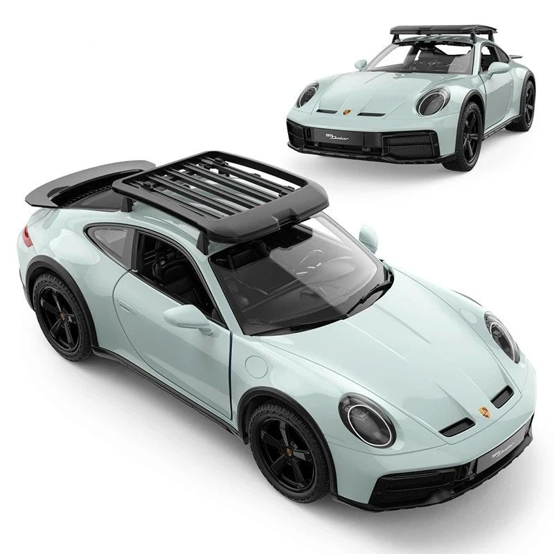 Rastar 1:14 RC Porsche 911 Dakar Uzaktan Kumandalı Araba | 2.4 Ghz 32 Cm Işıklı Elle Açılan Kapılar Gölge Yeşil Lisanslı Model 6+ Yaş ve Üzeri Çocukla