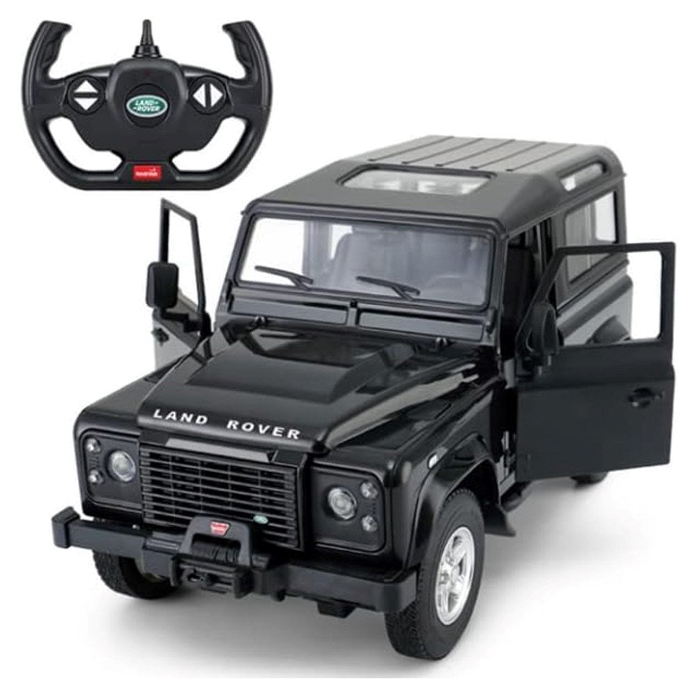 Rastar 1:14 RC Land Rover Defender Uzaktan Kumandalı Araba | 2.4 Ghz 29 Cm Işıklı Siyah Elle Açılan Kapılar 6+ Yaş ve Üzeri Çocuklar İçin