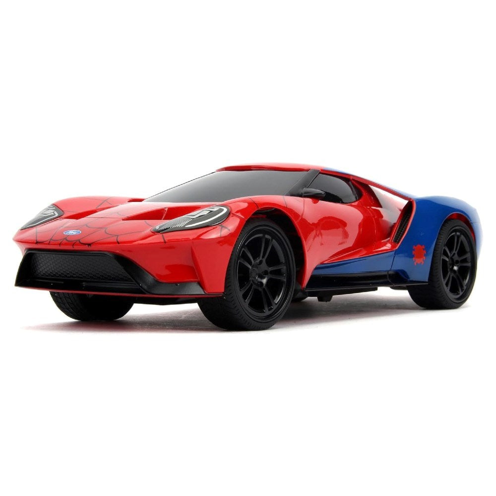 Jada 1:16 RC Marvel Spider-Man 2017 Ford GT Uzaktan Kumandalı Araba | 2.4 Ghz USB Şarj 28 Cm Turbo Modlu Marvel Lisanslı Spiderman 6+ Yaş ve Üzeri Çocuklar İçin