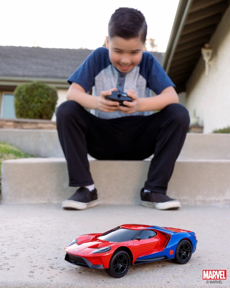 Jada 1:16 RC Marvel Spider-Man 2017 Ford GT Uzaktan Kumandalı Araba | 2.4 Ghz USB Şarj 28 Cm Turbo Modlu Marvel Lisanslı Spiderman 6+ Yaş ve Üzeri Çocuklar İçin