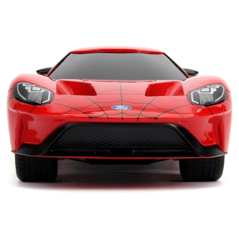 Jada 1:16 RC Marvel Spider-Man 2017 Ford GT Uzaktan Kumandalı Araba | 2.4 Ghz USB Şarj 28 Cm Turbo Modlu Marvel Lisanslı Spiderman 6+ Yaş ve Üzeri Çocuklar İçin