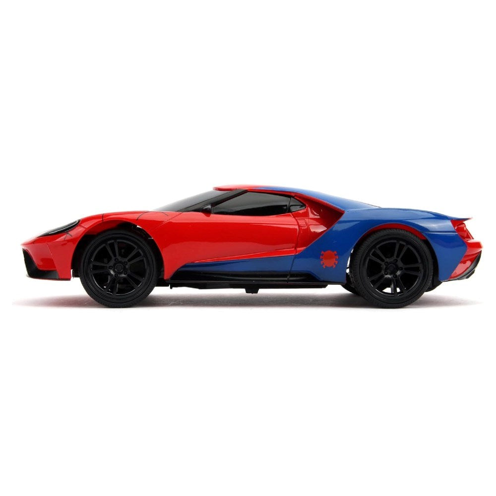 Jada 1:16 RC Marvel Spider-Man 2017 Ford GT Uzaktan Kumandalı Araba | 2.4 Ghz USB Şarj 28 Cm Turbo Modlu Marvel Lisanslı Spiderman 6+ Yaş ve Üzeri Çocuklar İçin