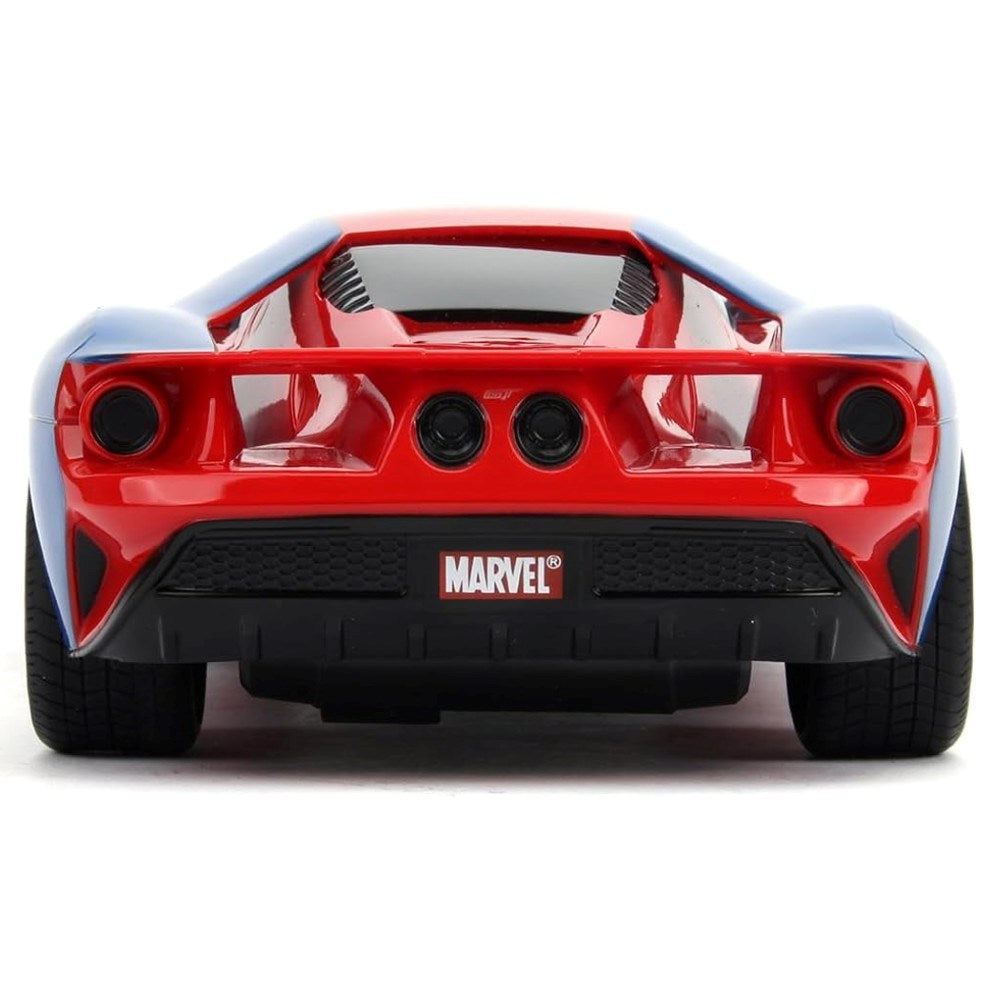 Jada 1:16 RC Marvel Spider-Man 2017 Ford GT Uzaktan Kumandalı Araba | 2.4 Ghz USB Şarj 28 Cm Turbo Modlu Marvel Lisanslı Spiderman 6+ Yaş ve Üzeri Çocuklar İçin