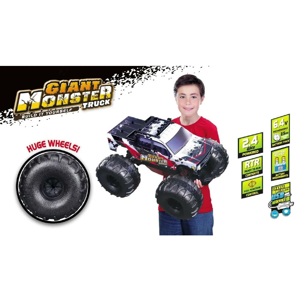 Maisto 1:8 RC Gaint Monster Truck Uzaktan Kumandalı Dev Kamyon | 2.4 Ghz 60 Cm USB Şarj Kendin Yap Montaj Büyük Köpük Lastikler 8+ Yaş ve Üzeri Çocuklar İçin