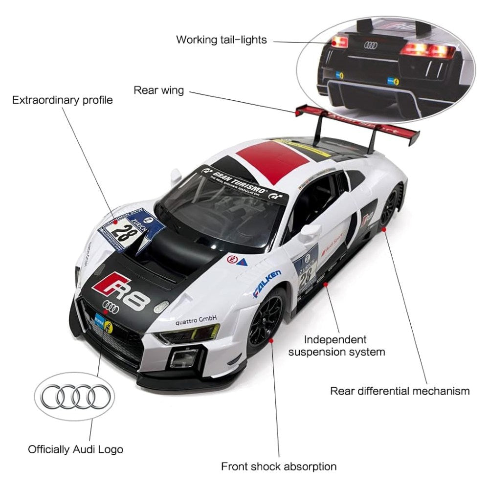 Rastar 1:14 Audi R8 LMS Uzaktan Kumandalı Araba | 2.4 Ghz Full Fonksiyon 30 Cm Işıklı Lisanslı Tasarım 6+ Yaş ve Üzeri Çocuklar İçin
