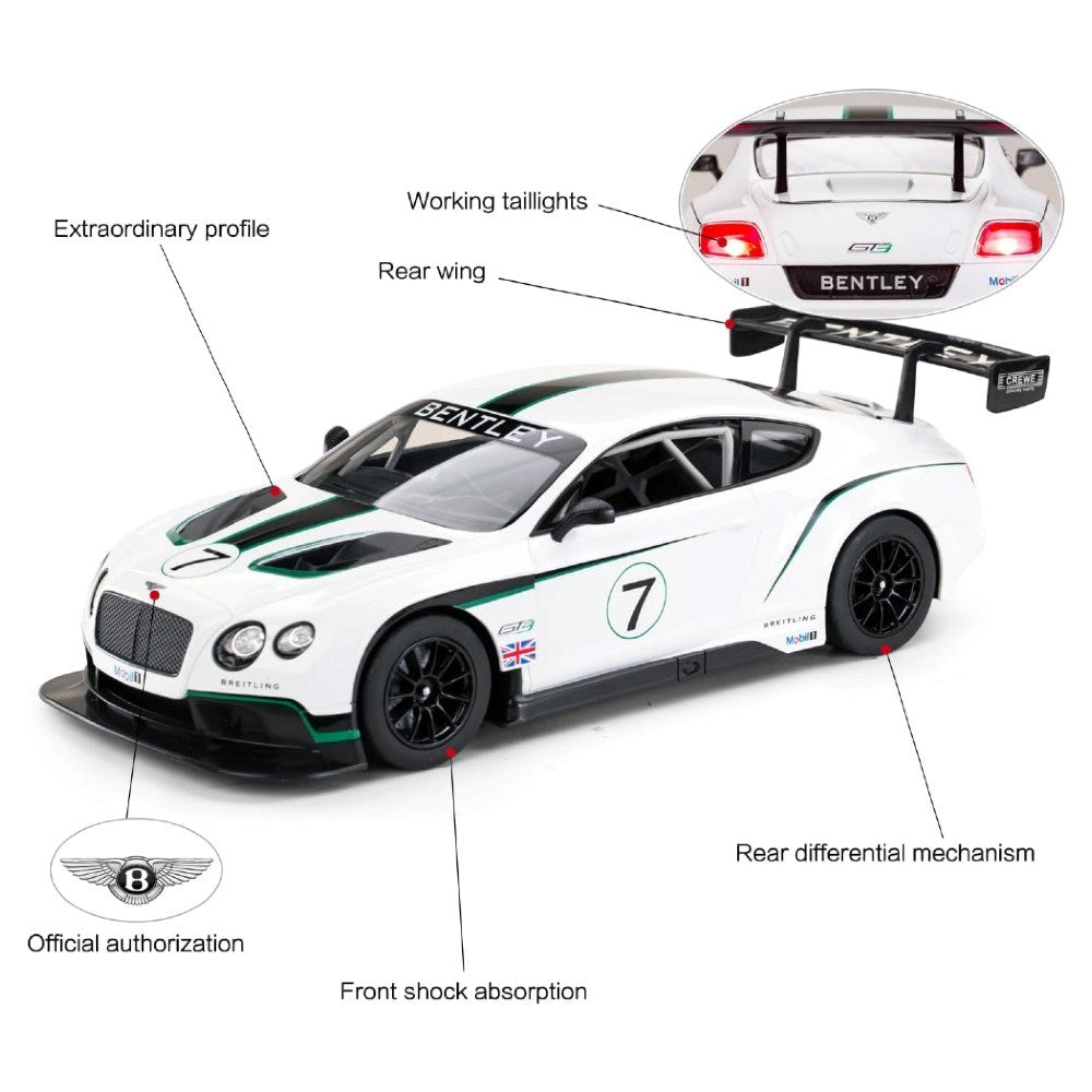 Rastar 1:14 Bentley Continental GT3 Uzaktan Kumandalı Araba | 2.4 Ghz Full Fonksiyon 34 Cm Işıklı Lisanslı Tasarım 6+ Yaş ve Üzeri Çocuklar İçin