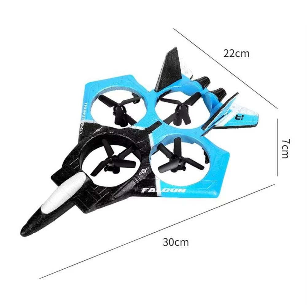 LH X72-3 RC Falcon Thunder Uzaktan Kumandalı Drone Uçak 2.4 Ghz Elle Kontrol 30Cm USB Şarj 360° Takla Pervane Korumalı Tek Tuşla Geri Çağırma Mavi