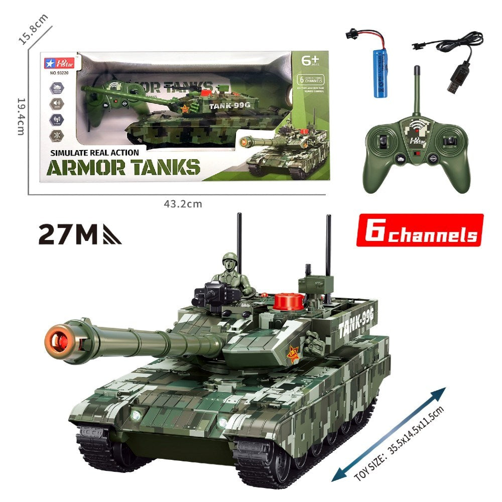 Hstar 1:16 RC Battle Armored Uzaktan Kumandalı Tank |  27 Mhz 6 Chanel USB Şarj 35 Cm Sesli ve Işıklı 6+ Yaş ve Üzeri Çocuklar İçin