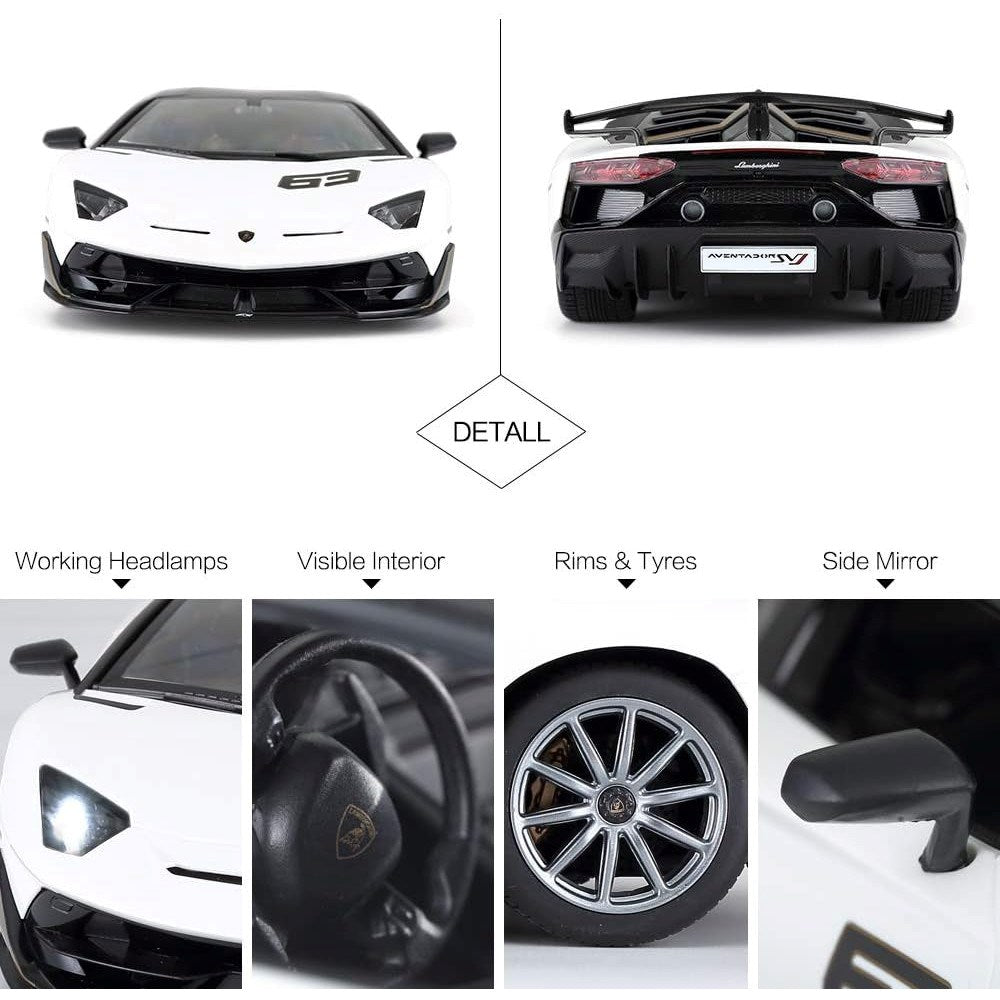 Rastar 1:14 Lamborghini Aventador SVJ Uzaktan Kumandalı Araba 2.4 Ghz Işıklı Beyaz 34 Cm | 6 Yaş ve 