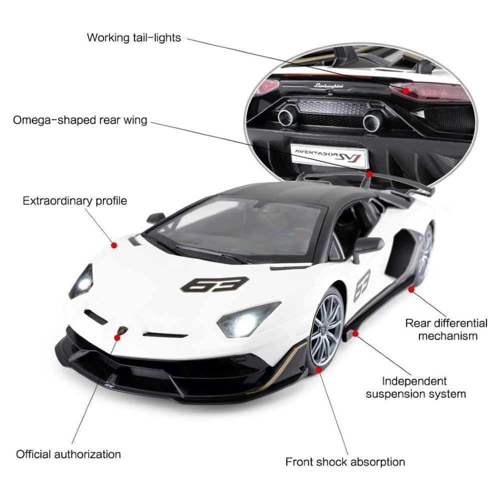 Rastar 1:14 Lamborghini Aventador SVJ Uzaktan Kumandalı Araba 2.4 Ghz Işıklı Beyaz 34 Cm | 6 Yaş ve 