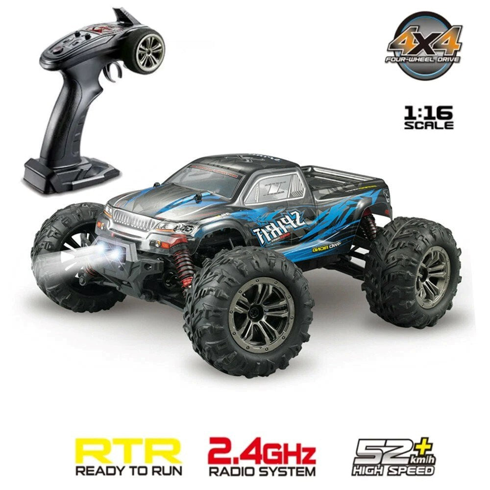 Xinlehong 1:16 RC Brushless 52 km/s 2.4Ghz 4WD USB Şarj Mavi Yüksek Hızlı Uzaktan Kumandalı Araba | Su Geçirmez Gövde 60 Metre Kumanda Mesafesi