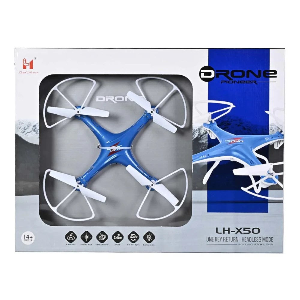 LH-50 RC Quadcopter Uzaktan Kumandalı Drone 2.4 Ghz 35 Cm USB Şarj 360° Takla Pervane Korumalı Tek Tuşla Geri Çağırma Mavi