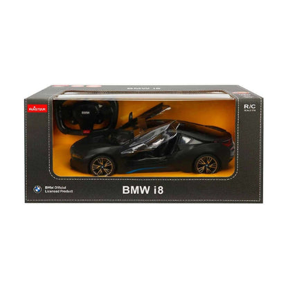 Rastar 1:14 RC BMW i8 Uzaktan Kumandalı Araba | 2.4 Ghz, USB Şarj, Siyah, Lisanslı Model, Otomatik Açılır Kapılı, 6 Yaş+