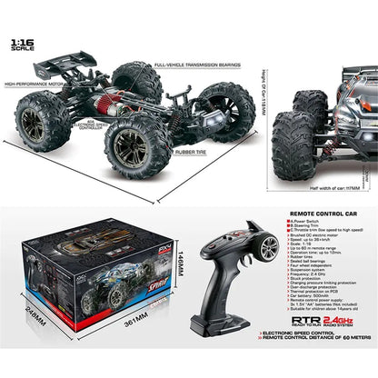 Xinlehong 1:16 RC Brushless 36 km/s 2.4Ghz 4WD USB Şarj Mavi Yüksek Hızlı Uzaktan Kumandalı Araba | Su Geçirmez Gövde 60 Metre Kumanda Mesafesi