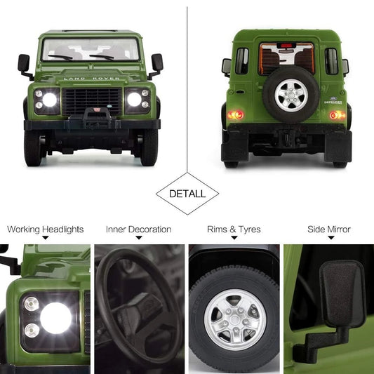 Rastar 1:14 RC Land Rover Defender Uzaktan Kumandalı Araba | 2.4 Ghz 29 Cm Işıklı Yeşil Elle Açılan Kapılar 6+ Yaş ve Üzeri Çocuklar İçin