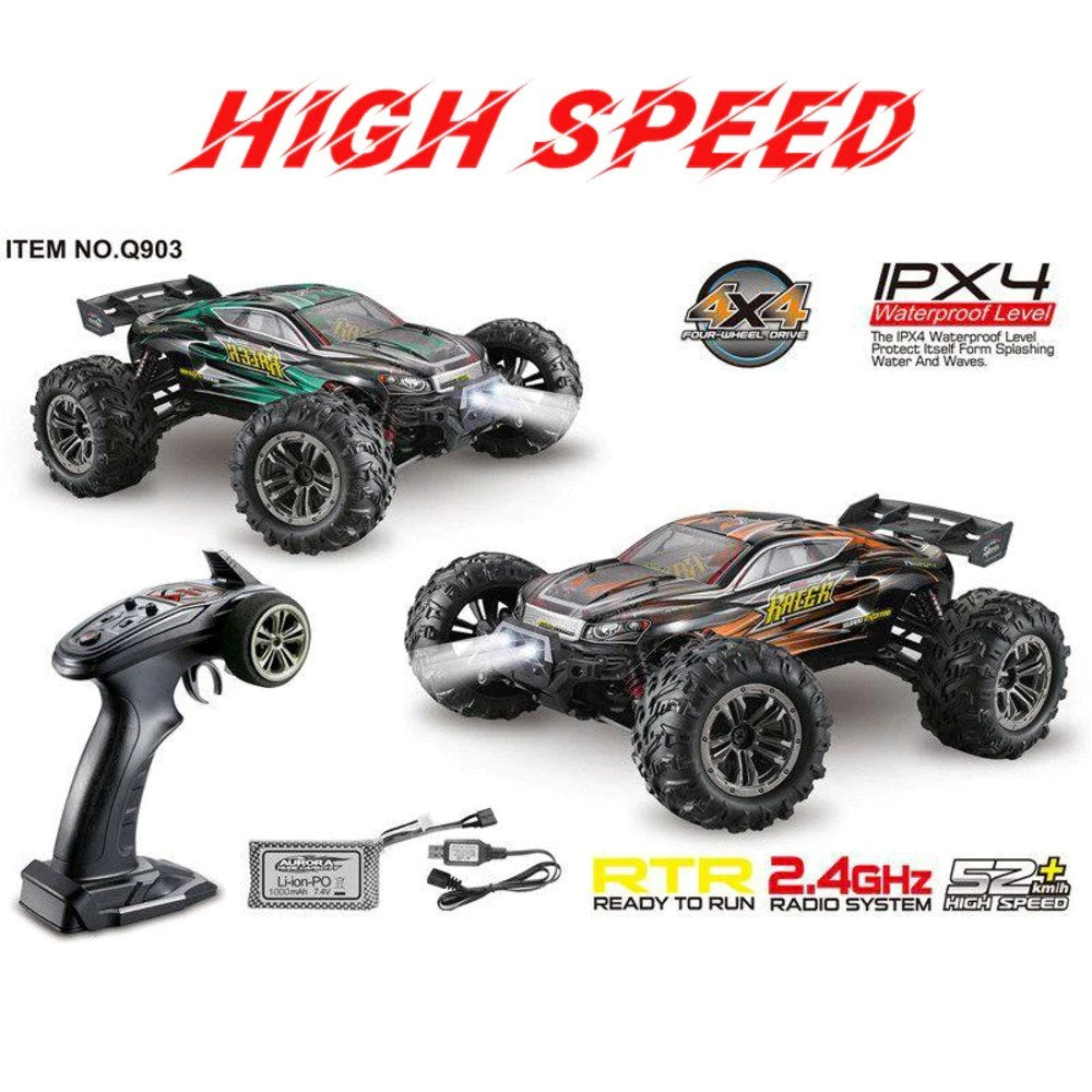 Xinlehong 1:16 RC Brushless 52 km/s 2.4Ghz 4WD USB Şarj Turuncu Yüksek Hızlı Uzaktan Kumandalı Araba | Su Geçirmez Gövde 60 Metre Kumanda Mesafesi