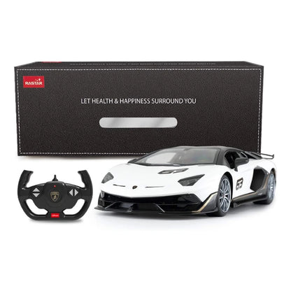 Rastar 1:14 RC Lamborghini Aventador SVJ Uzaktan Kumandalı Araba | 2.4 Ghz Işıklı Beyaz 34 Cm Lisanslı Model 6+ Yaş ve Üzeri Çocuklar İçin