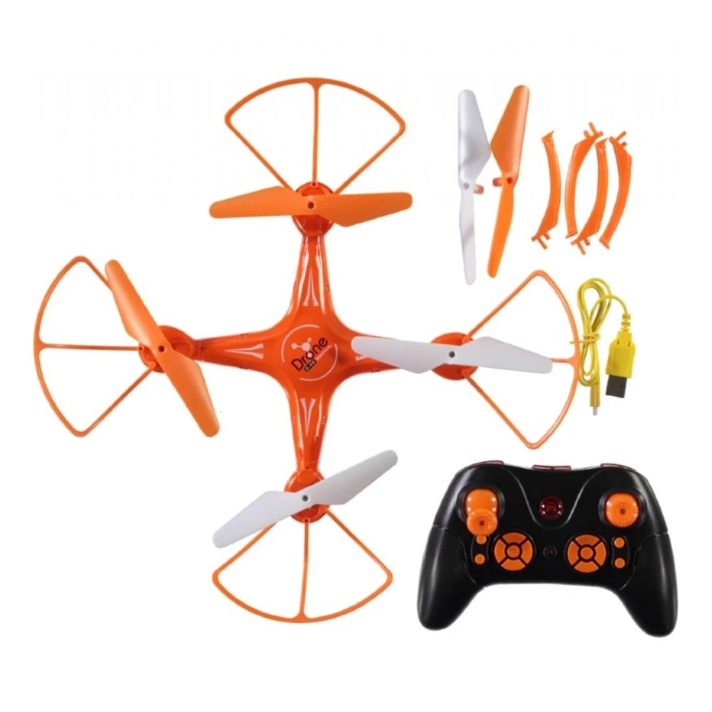 H010 RC Quadcopter Uzaktan Kumandalı Drone 2.4 Ghz 32 Cm USB Şarj 360° Takla Pervane Korumalı Tek Tuşla Geri Çağarma Turuncu