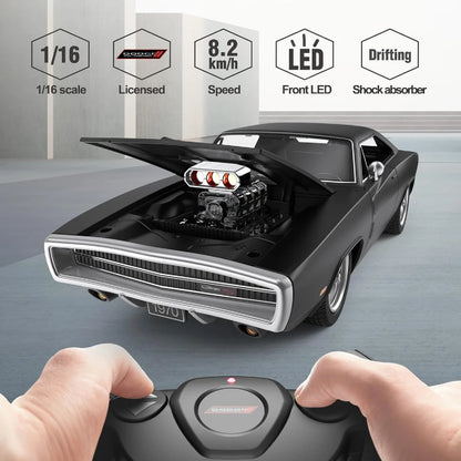 Rastar 1:16 RC 1970 Dodge Charger R/T Uzaktan Kumandalı Araba | 2.4 Ghz Sesli ve Işıklı 33 Cm Lisanslı Model 6+ Yaş ve Üzeri Çocuklar