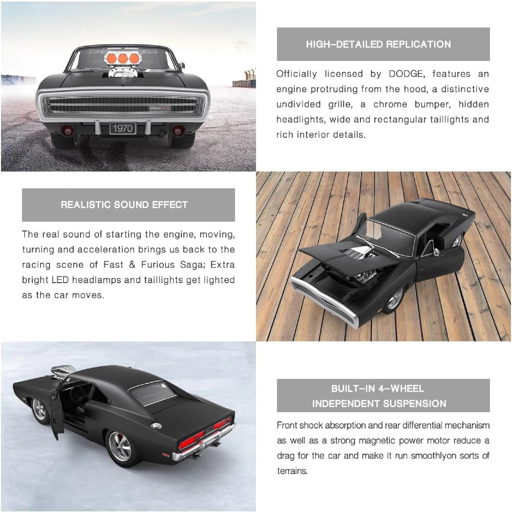 Rastar 1:16 RC 1970 Dodge Charger R/T Uzaktan Kumandalı Araba | 2.4 Ghz Sesli ve Işıklı 33 Cm Lisanslı Model 6+ Yaş ve Üzeri Çocuklar