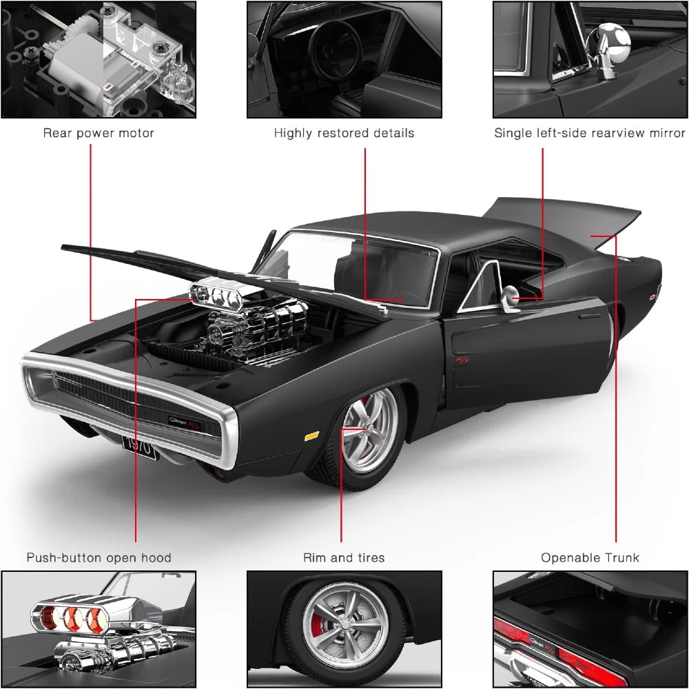Rastar 1:16 RC 1970 Dodge Charger R/T Uzaktan Kumandalı Araba | 2.4 Ghz Sesli ve Işıklı 33 Cm Lisanslı Model 6+ Yaş ve Üzeri Çocuklar