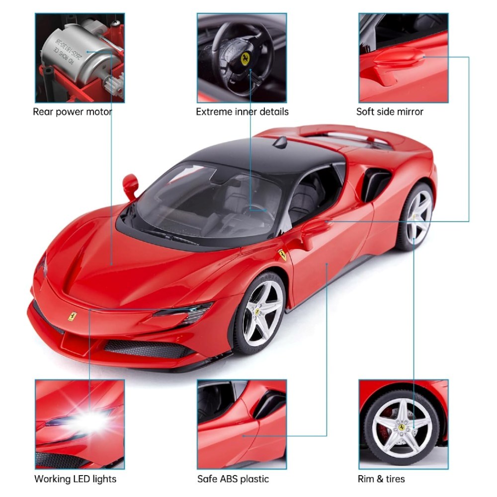 Rastar 1:14 Ferrari SF90 Stradale Uzaktan Kumandalı 2.4 Ghz Işıklı Kırmızı 34 Cm | 6 Yaş ve Üzeri Ço