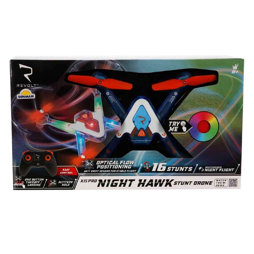 Revolt X15 Pro Night Hawk Stunt Drone Uzaktan Kumandalı Drone 2.4 Ghz Işıklı USB Şarjlı | 8 Yaş ve Üzeri Çocuklar İçin
