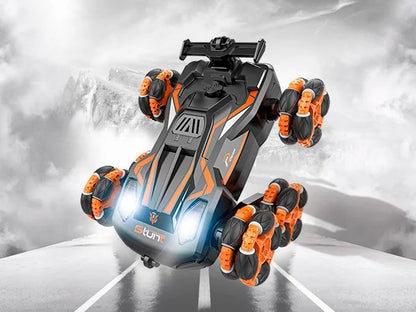 RC Stunt Racer Uzaktan Kumandalı Akrobatik Araba 2.4 Ghz USB Şarj Yan Sürüş Drift 360° Spin Işıklı Turuncu