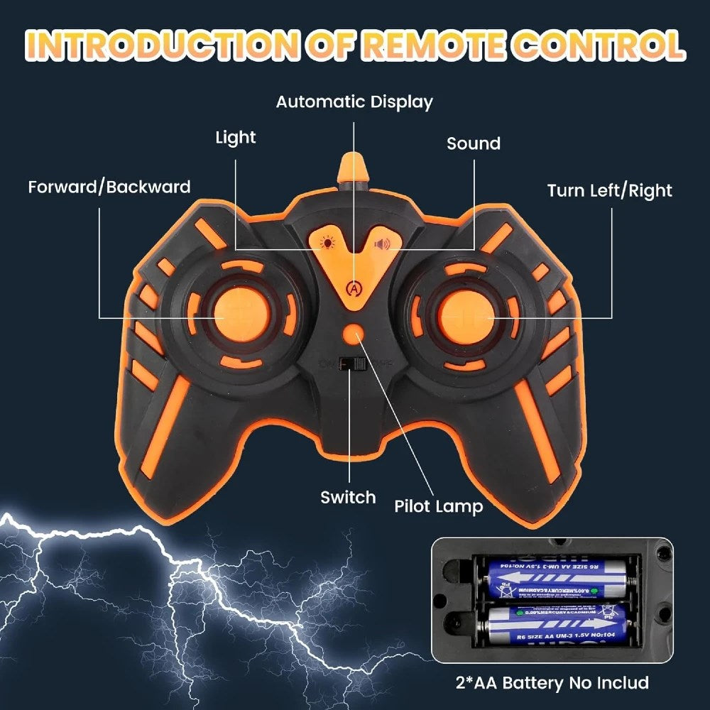RC Fancy Stunts Uzaktan Kumandalı Akrobatik Araba 3D LED Işıklı ve Sesli USB Şarj 360° Takla Turuncu Mavi