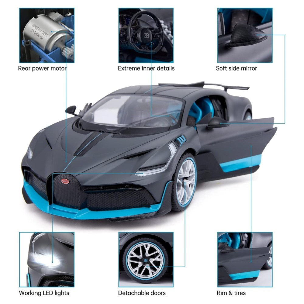 Rastar 1:14 RC Bugatti Divo Uzaktan Kumandalı Araba | 2.4 Ghz 33 Cm Işıklı Gri Elle Açılın Kapılar | 6+ Yaş ve Üzeri Çocuklar İçin