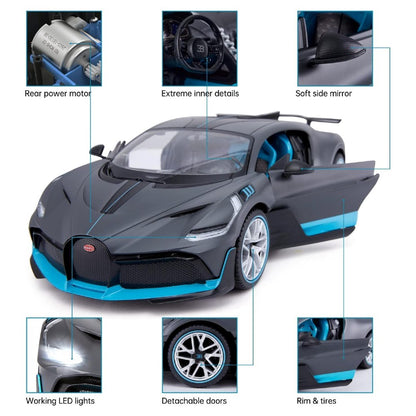 Rastar 1:14 RC Bugatti Divo Uzaktan Kumandalı Araba | 2.4 Ghz 33 Cm Işıklı Gri Elle Açılın Kapılar | 6+ Yaş ve Üzeri Çocuklar İçin
