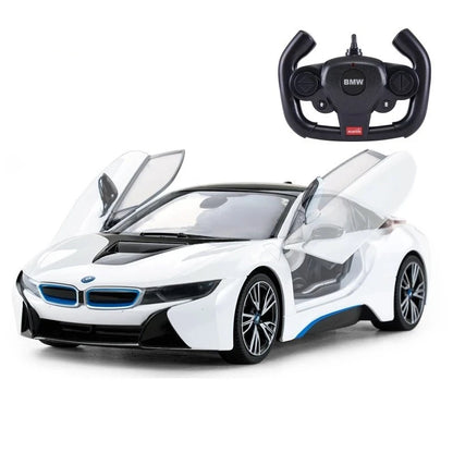 Rastar 1:14 RC BMW i8 Uzaktan Kumandalı Araba | 2.4 Ghz USB Şarj Beyaz 30 Cm Lisanslı Model Işıklı Otomatik Açılır Kapı 6+ Yaş ve Üzeri Çocuklar İçin