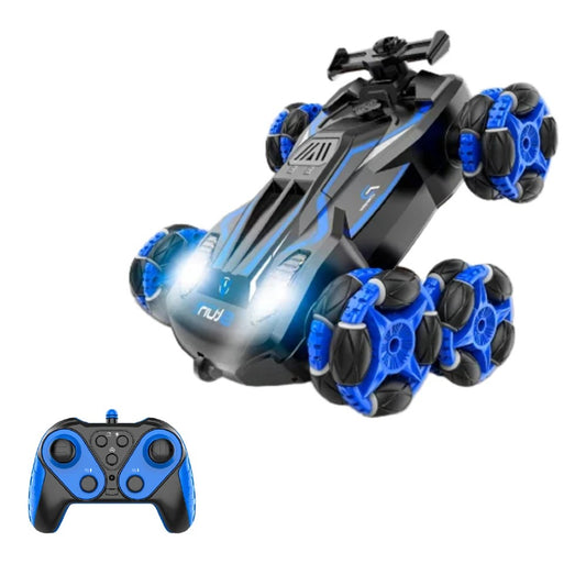 RC Stunt Racer Uzaktan Kumandalı Akrobatik Araba 2.4 Ghz USB Şarj Yan Sürüş Drift 360° Spin Işıklı Mavi