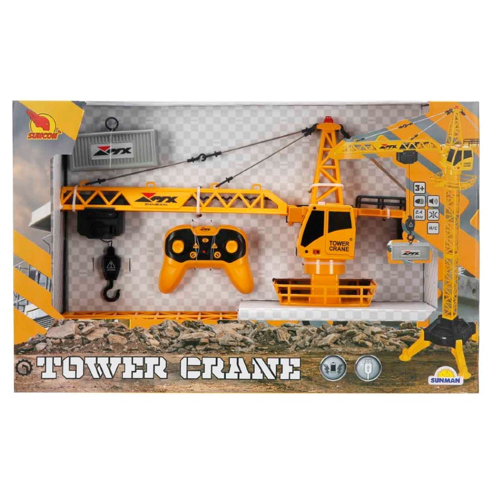 Suncon RC İş Makinesi Sesli ve Işıklı 2.4 Ghz USB Şarj 94 Cm Uzaktan Kumandalı Kule Vinç | 3 Yaş ve Üzeri Çocuklar İçin