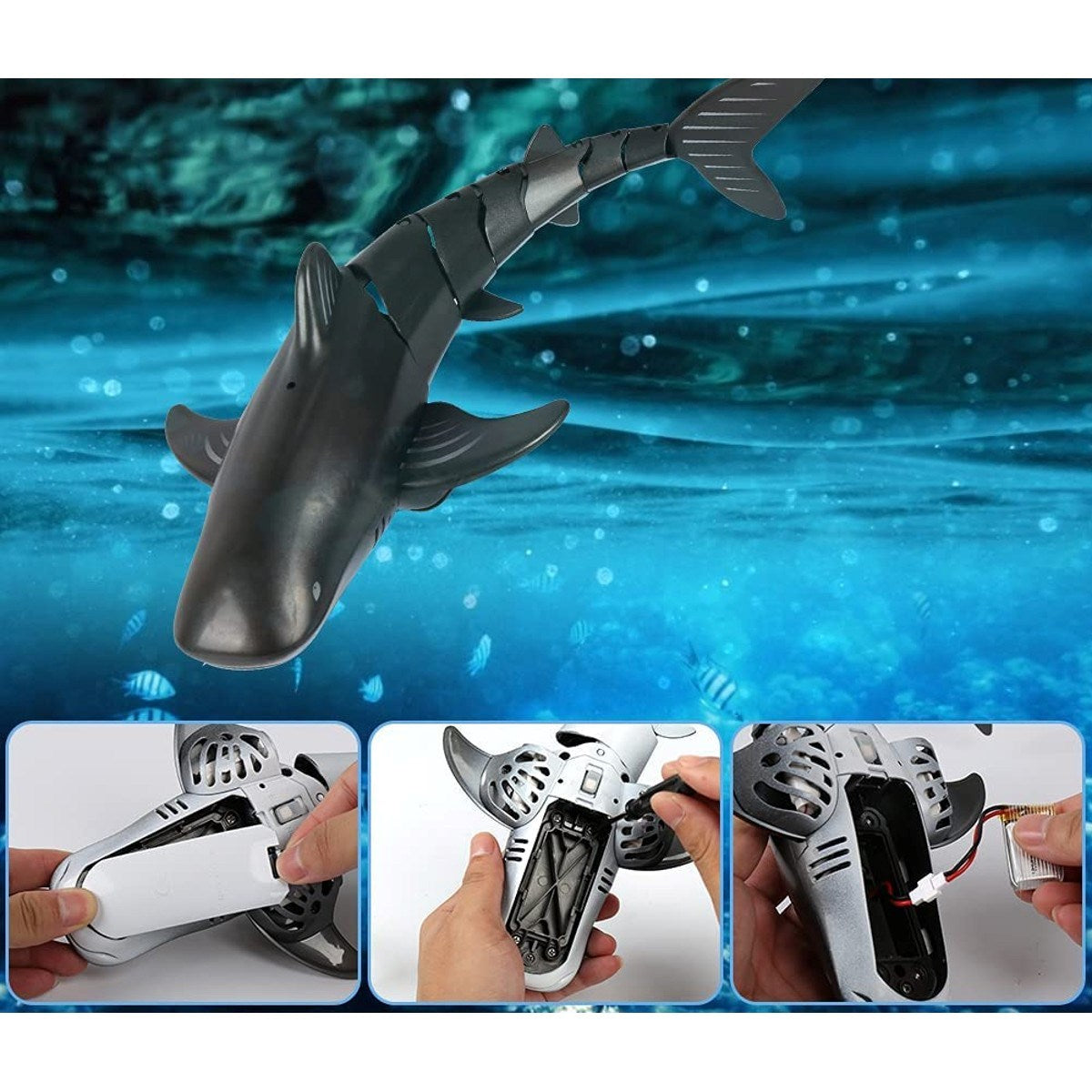 Suncon Uzaktan Kumandalı 360 Derece Dönen Köpek Balığı Sarı 30 cm USB Şarj | 6 Yaş ve Üzeri Su Üstünde Giden USB Şarjlı RC Oyuncak