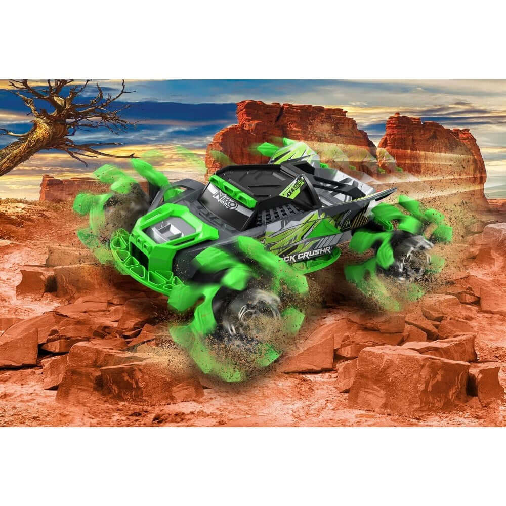 Nikko 1:12 Rock Crushr 4WD Uzaktan Kumandalı Araba 2.4 Ghz 14 km/s USB Şarjlı 33 cm Techno Green | 6 Yaş ve Üzeri Çocuklar İçin